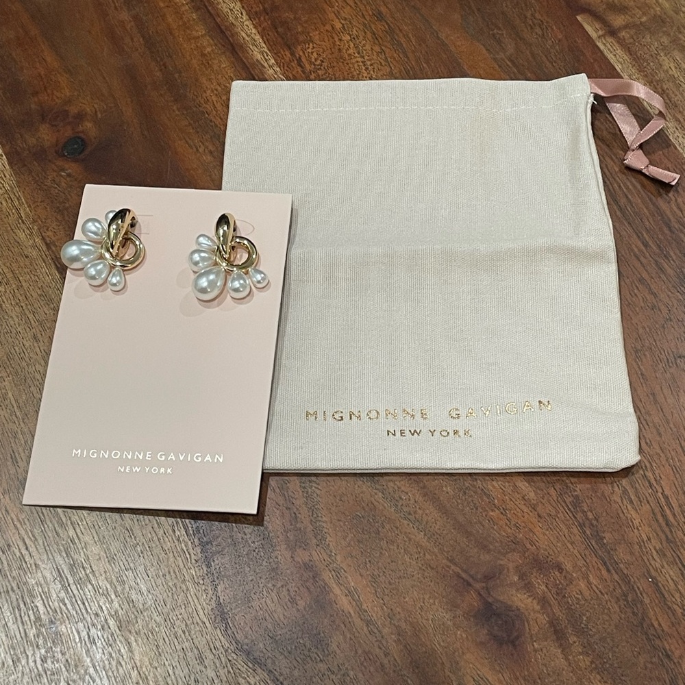 Mignonne Gavigan Gold and White Pearl Earrings